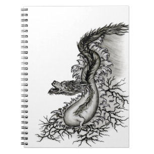 China Dragon, Black and white Design in Tattoostyl Notebook
