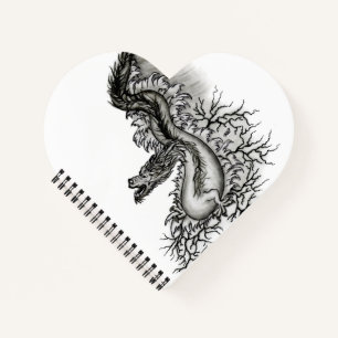 China Dragon, Black and white Design in Tattoostyl Notebook