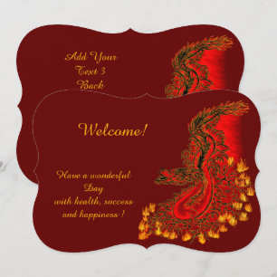 China Dragon in red and gold , Add Your Text Invitation