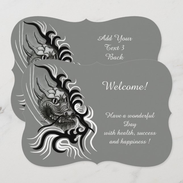 China Dragon in Tattoostyle Invitation (Front/Back)