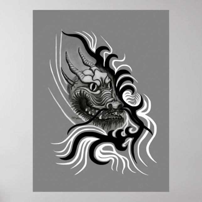 China Dragon in Tattoostyle Poster (Front)