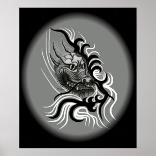 China Dragon in Tattoostyle Poster
