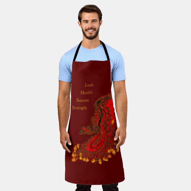 China Dragon red and gold design Apron (Worn)