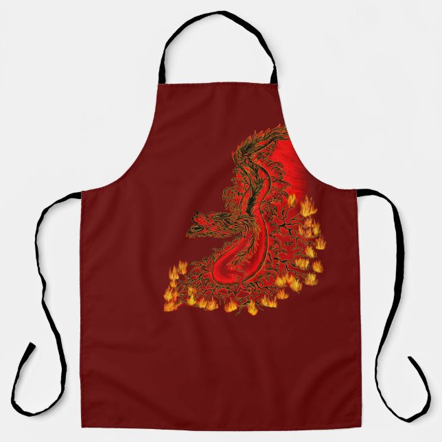 China Dragon red and gold design Apron (Front)