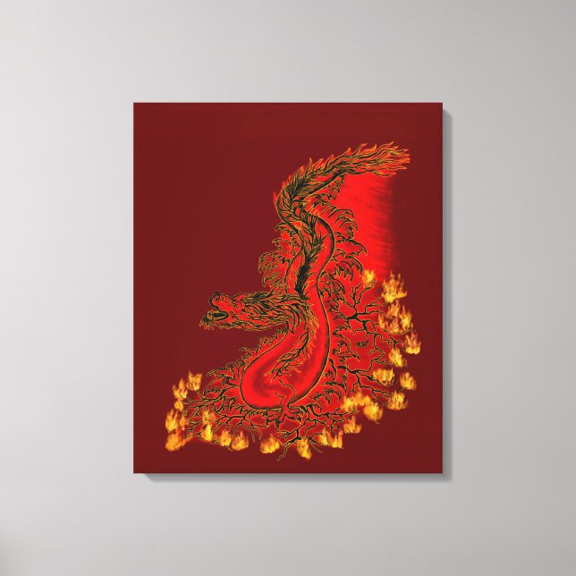 China Dragon red and gold design Canvas Print (Front)