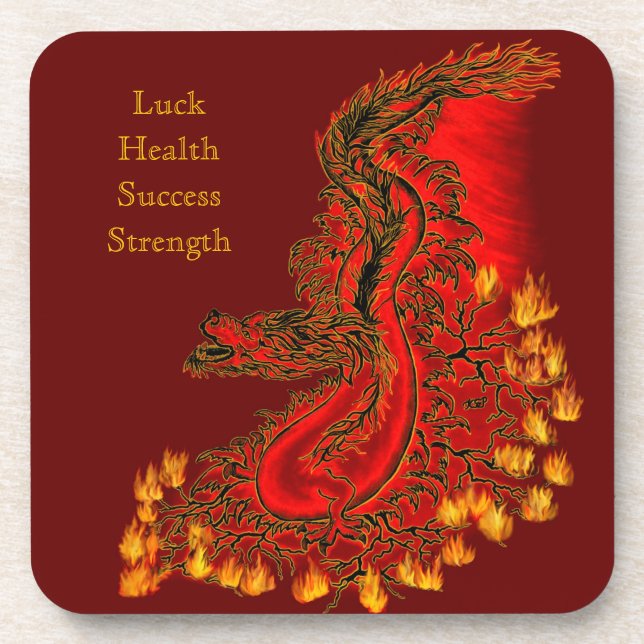 China Dragon red and gold design Coaster (Front)