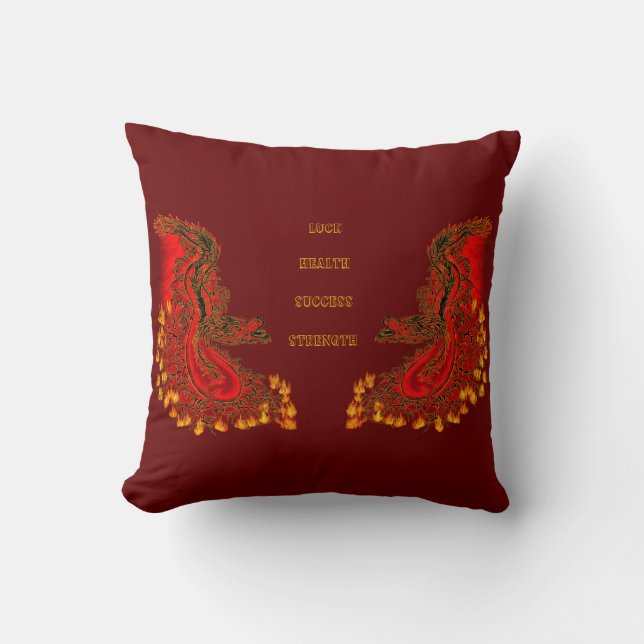 China Dragon red and gold design Cushion (Front)