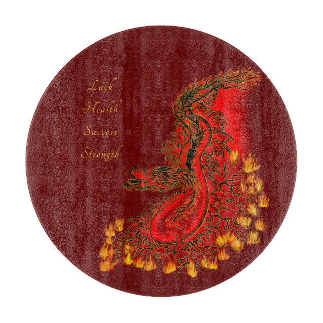 China Dragon red and gold design Cutting Board (Front)