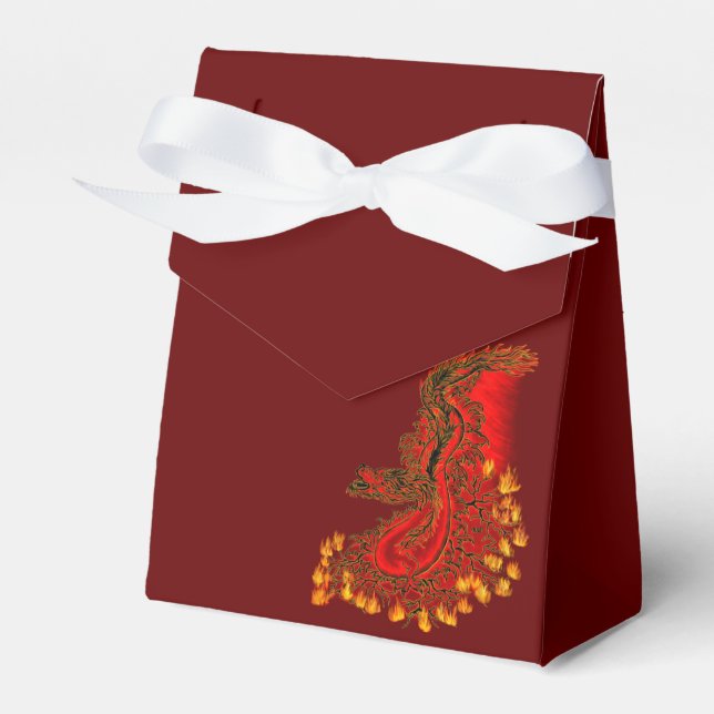 China Dragon red and gold design Favour Box (Front Side)