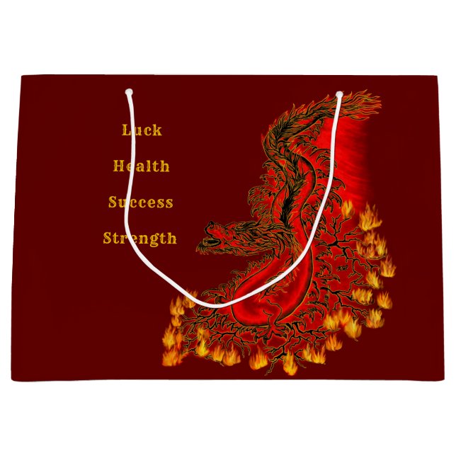 China Dragon red and gold design Large Gift Bag (Front)