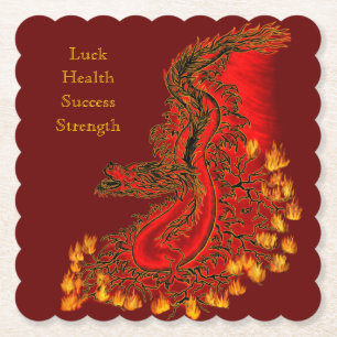 China Dragon red and gold design Paper Coaster