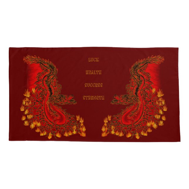 China Dragon red and gold design Pillowcase (Back)