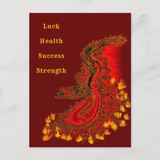 China Dragon red and gold design Postcard (Front)