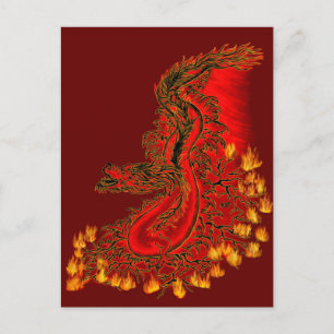 China Dragon red and gold design Postcard