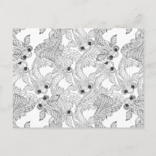 China Fish Doodle Postcard