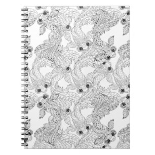 China Fish Doodle Spiral Notebook