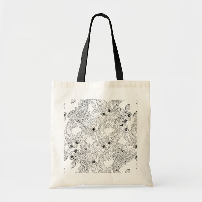 China Fish Doodle Tote Bag (Front)