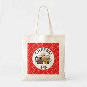 CHINA FLAG 干杯 Beers Cheers Cartoon Tote Bag