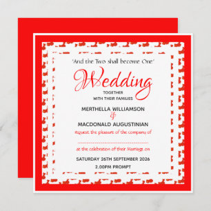 CHINA FLAG Custom Patriotic Square Wedding  婚礼 Invitation