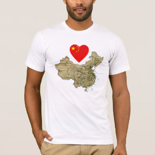 China Flag Heart and Map T-Shirt