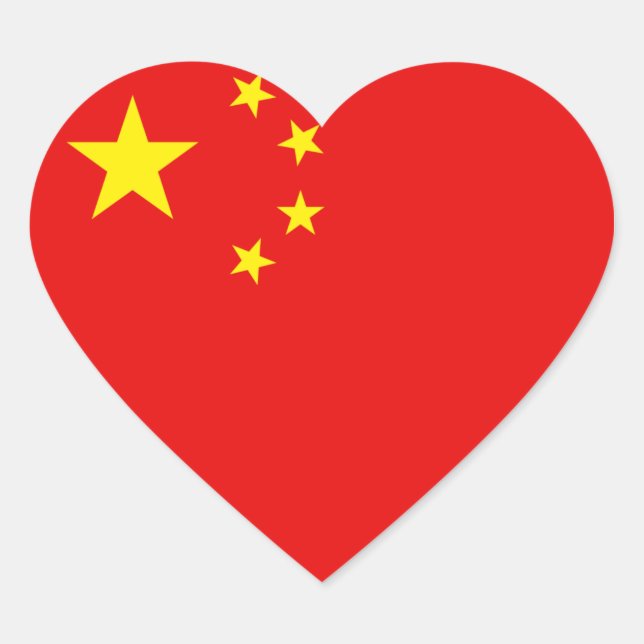 China Flag Heart Sticker (Front)