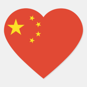 China Flag Heart Sticker