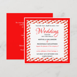 CHINA FLAG Patriotic Custom Square Wedding 婚礼 Invitation