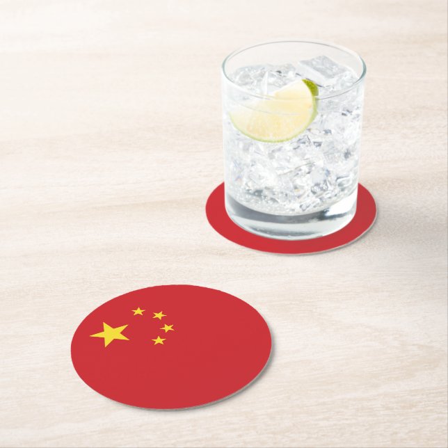 China flag round paper coaster (Insitu)