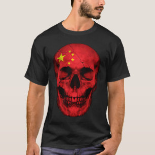 China Flag Skull Chinese Roots Proud Patriotic T-Shirt