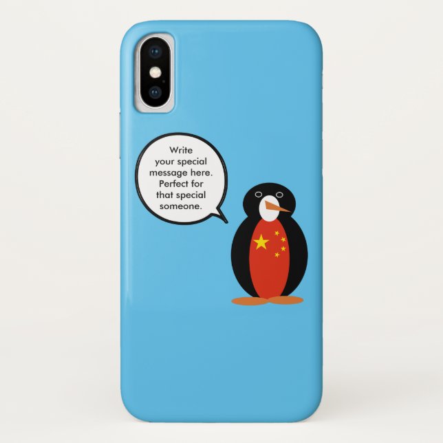 China Flag Wildlife Penguin Personalised Gift Case-Mate iPhone Case (Back)