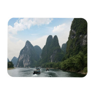 China, Guilin, Li River, River boats line the Magnet