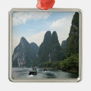 China, Guilin, Li River, River boats line the Metal Tree Decoration