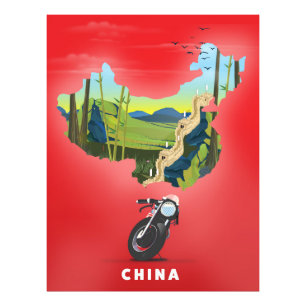 China Illustrated map travel poster