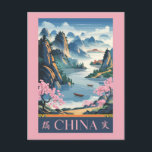 China Illustration Pink Travel Art Vintage Postcard<br><div class="desc">China vector artwork design. From iconic sites like the Great Wall and the Forbidden City to the natural wonders of Zhangjiajie and Guilin,  China invites travelers to explore its deep history,  vibrant traditions,  and endless adventures.</div>
