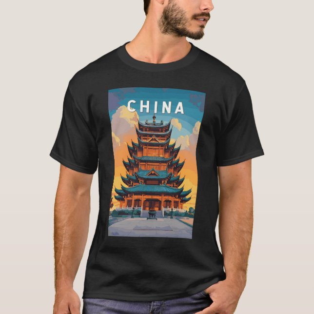 China Illustration Travel Art Vintage T-Shirt (Front)