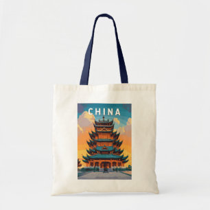 China Illustration Travel Art Vintage Tote Bag