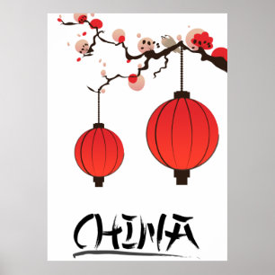 China Lanterns Travel poster print.