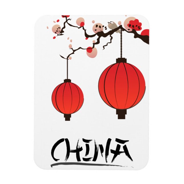 China Lanterns Travel poster print. Magnet (Vertical)