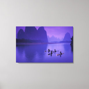 China, Li River. Cormorant fishermen. Canvas Print