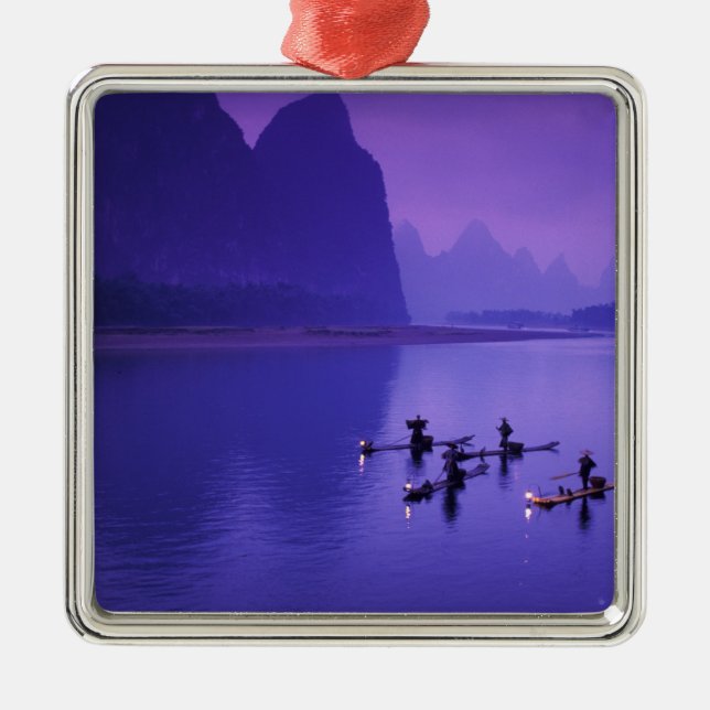 China, Li River. Cormorant fishermen. Metal Tree Decoration (Front)