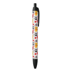 China lucky cat, dragon, and panda black ink pen