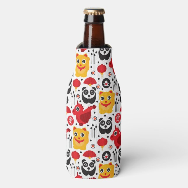 China lucky cat, dragon, and panda bottle cooler (Bottle Front)