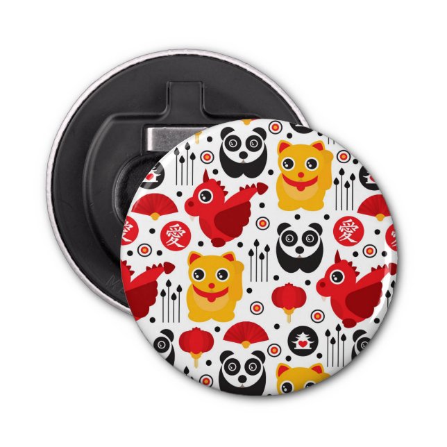 China lucky cat, dragon, and panda bottle opener (Front)