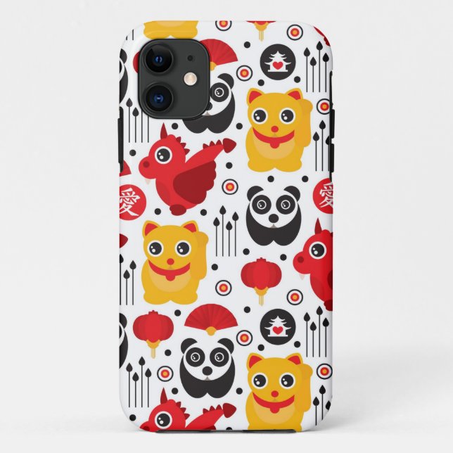 China lucky cat, dragon, and panda Case-Mate iPhone case (Back)