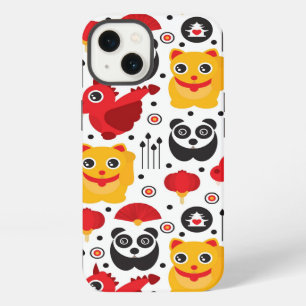 China lucky cat, dragon, and panda iPhone 13 case