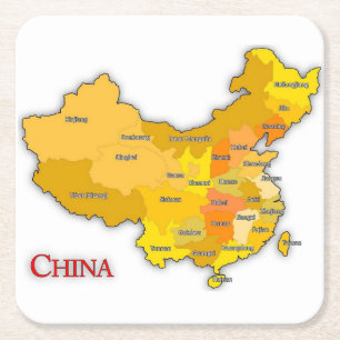 China Map Coasters: Global Connections Square Paper Coaster