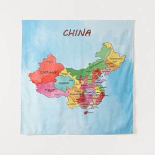 China Map Tapestry