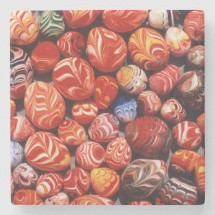 China, Ming Tombs, Painted Glass Souvenirs Stone Coaster
