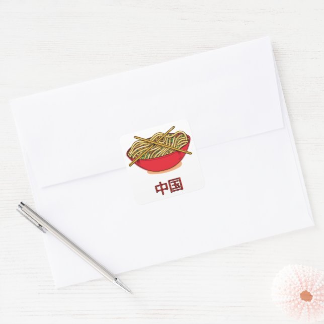 China Noodles Square Sticker (Envelope)