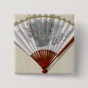 China on the Face of a FanPanoramic Map 15 Cm Square Badge